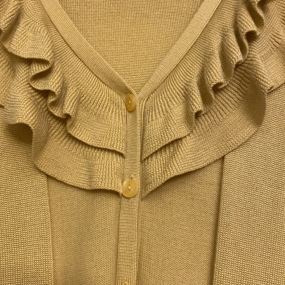 Jones New York yellow greenish front open sweater - Picture 8 of 12